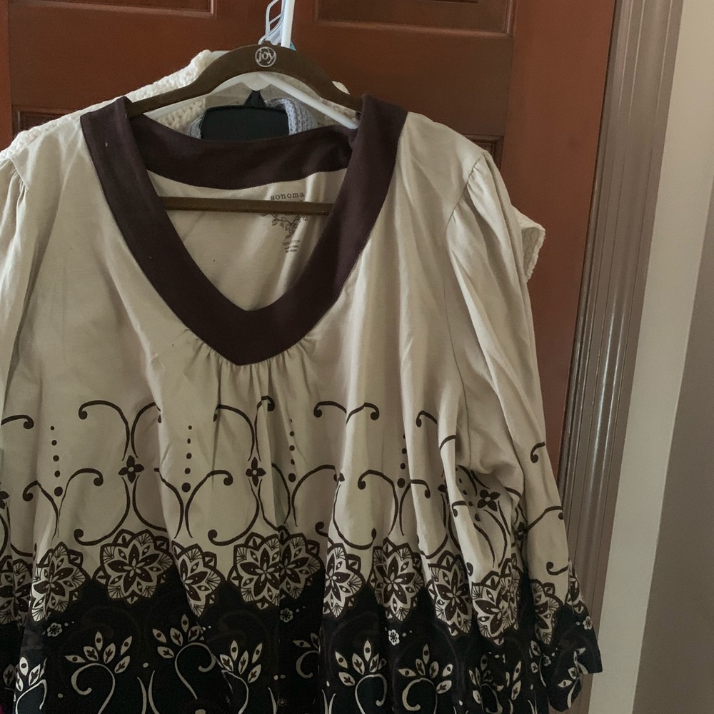 Tan and brown top